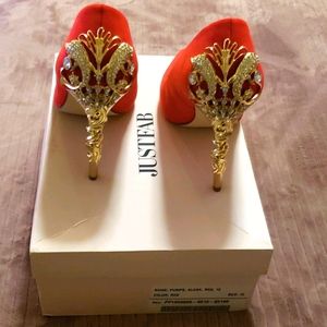 Just Fab Red Bling heels New never worn size 10